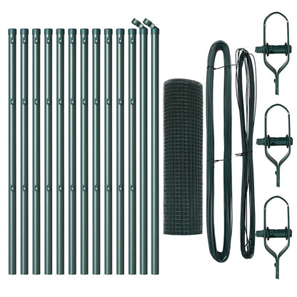 vidaXL Zaunpfosten Grün 25 x 0,8 m (16 x 16 mm Netz) Stahl und PVC