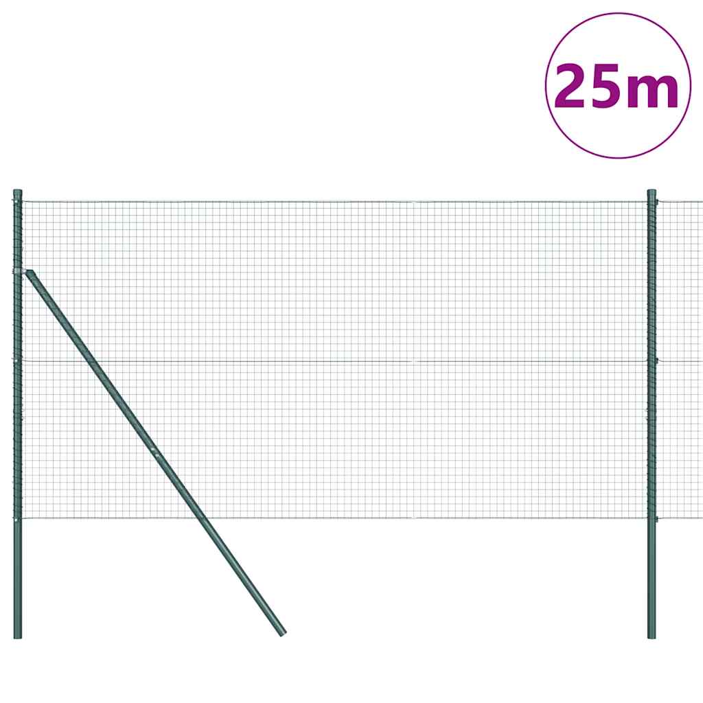 vidaXL Zaunpfosten Grün 25 x 1 m (25 x 25 mm Masche) Stahl