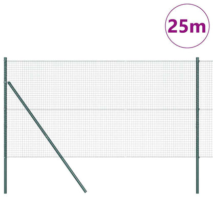 vidaXL Zaunpfosten Grün 25 x 1 m (25 x 25 mm Masche) Stahl