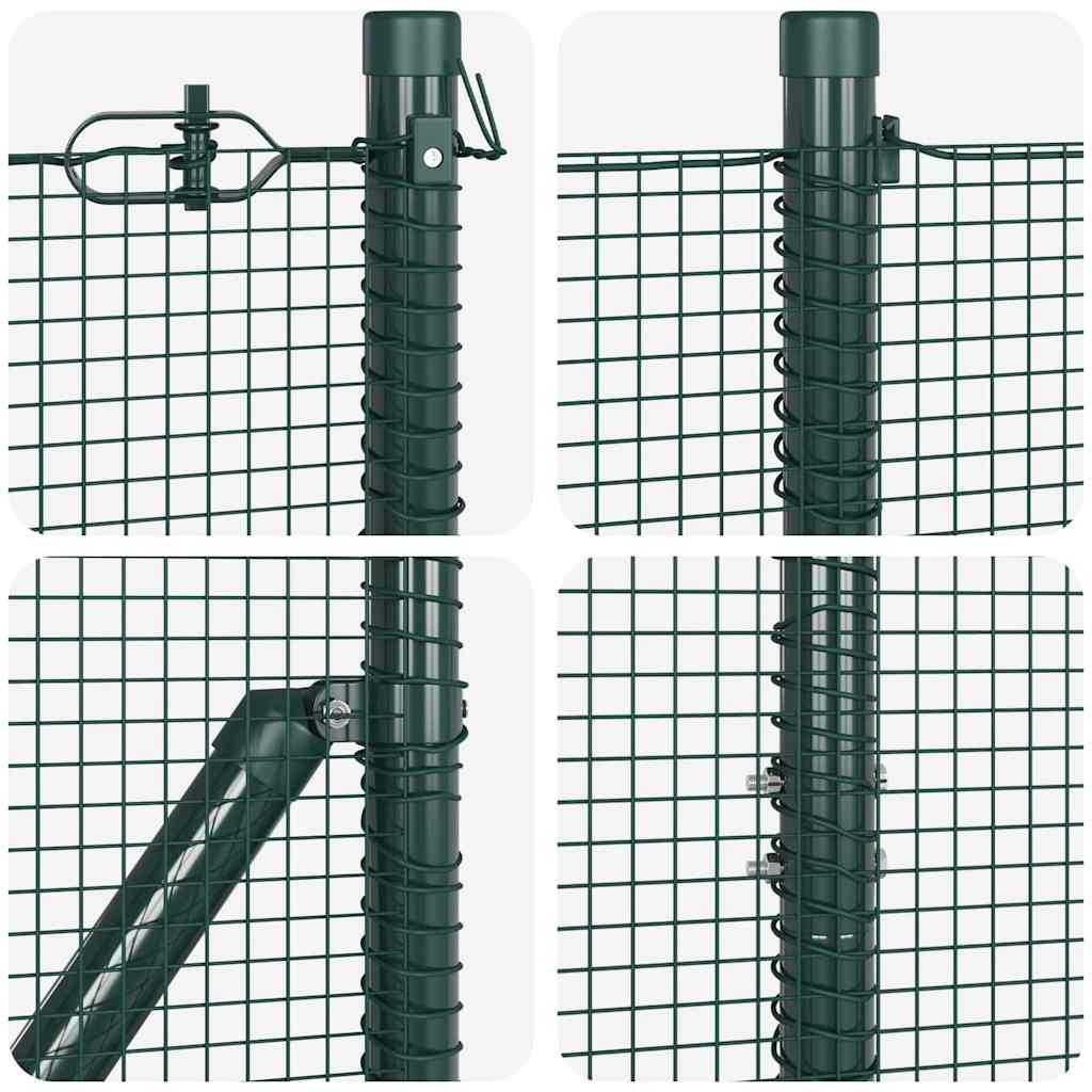 vidaXL Zaunpfosten Grün 25 x 1,2 m (12 x 12 mm Masche) Stahl und PVC