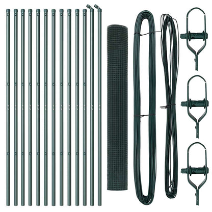 vidaXL Zaunpfosten Grün 25 x 1,2 m (12 x 12 mm Masche) Stahl und PVC