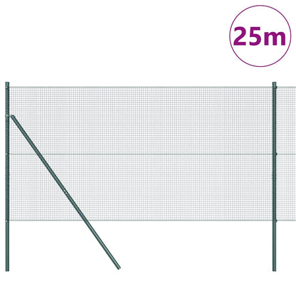 vidaXL Zaunpfosten Grün 25 x 1,2 m (16 x 16 mm Maschen) Stahl und PVC