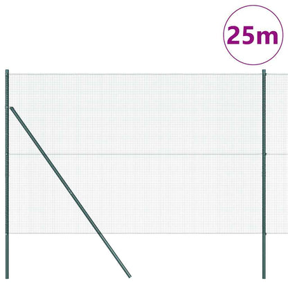 vidaXL Zaunpfosten Grün 25 x 1,5 m (16 x 16 mm Netz) Stahl und PVC