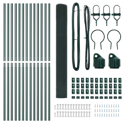 vidaXL Zaunpfosten Grün 25 x 1,6 m (12 x 12 mm Netz) Stahl und PVC