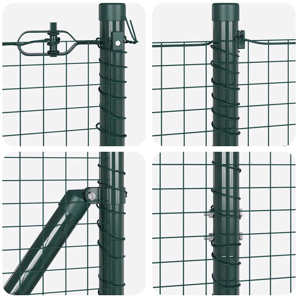 vidaXL Zaunpfosten Grün 25 x 1,6 m (25 x 25 mm Gitter) Stahl und PVC