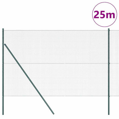 vidaXL Zaunpfosten Grün 25 x 1,6 m (25 x 25 mm Gitter) Stahl und PVC