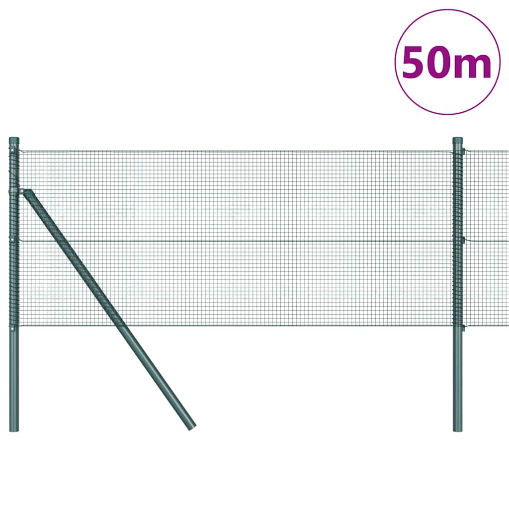 vidaXL Zaunpfosten Grün 50 x 0,6 m (12 x 12 mm Masche) Stahl und PVC