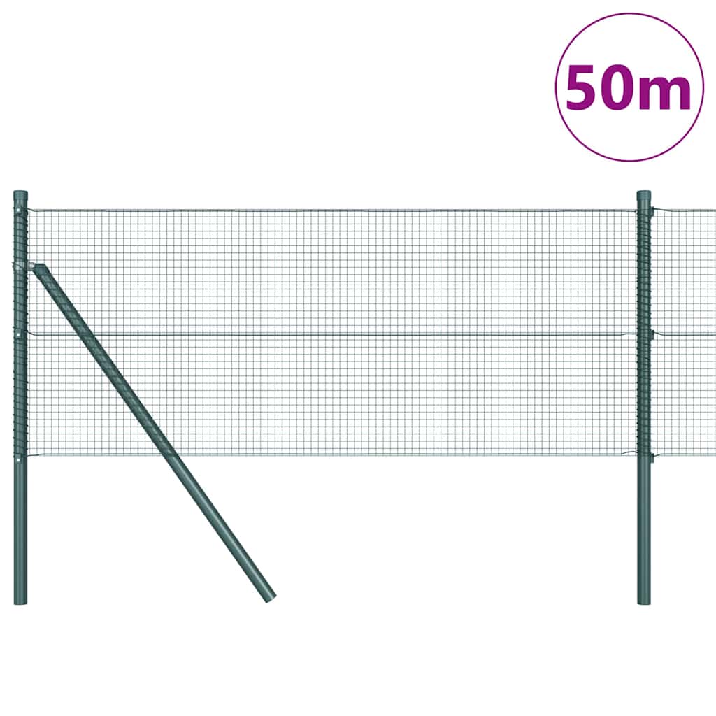 vidaXL Zaunpfosten Grün 50 x 0,6 m (16 x 16 mm Maschen) Stahl und PVC