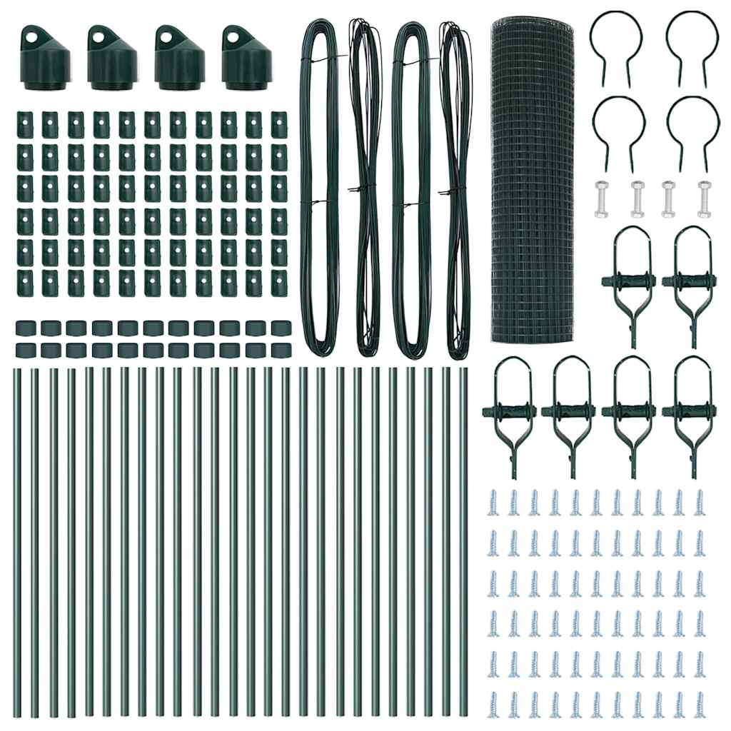 Zaunpfosten Grün 50 x 0,8 m (16 x 16 mm Maschen) Stahl und PVC