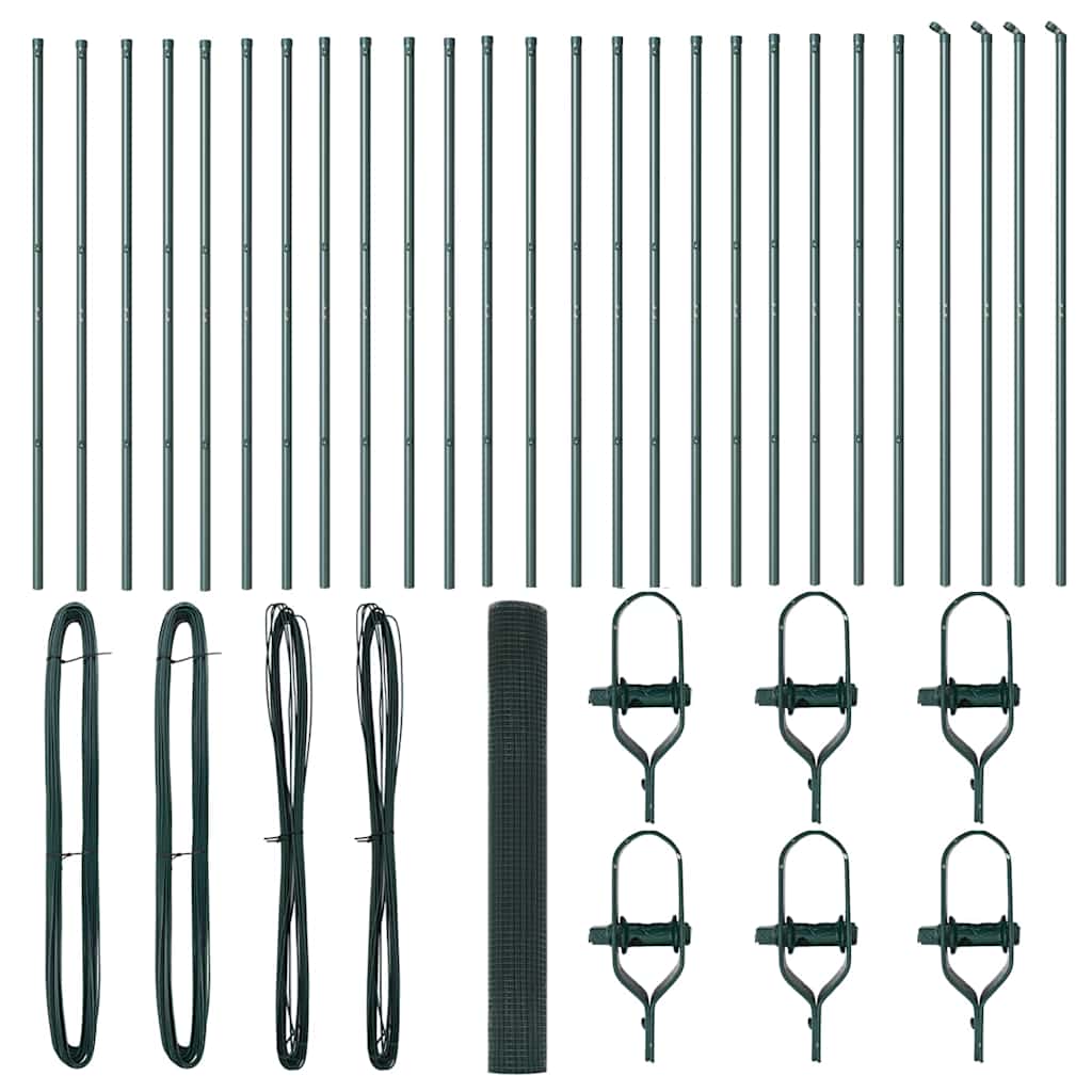 vidaXL Zaunpfosten Grün 50 x 1,2 m (19 x 19 mm Netz) Stahl und PVC