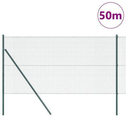 Zaunpfosten Grün 50 x 1,4 m (16 x 16 mm Gewebe) Stahl und PVC