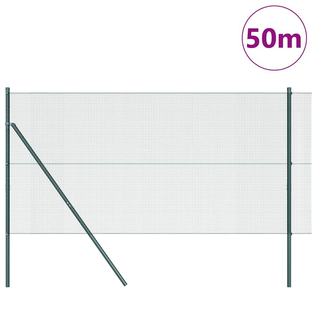 vidaXL Zaunpfosten Grün 50 x 1,5 m (12 x 12 mm Maschen) Stahl und PVC