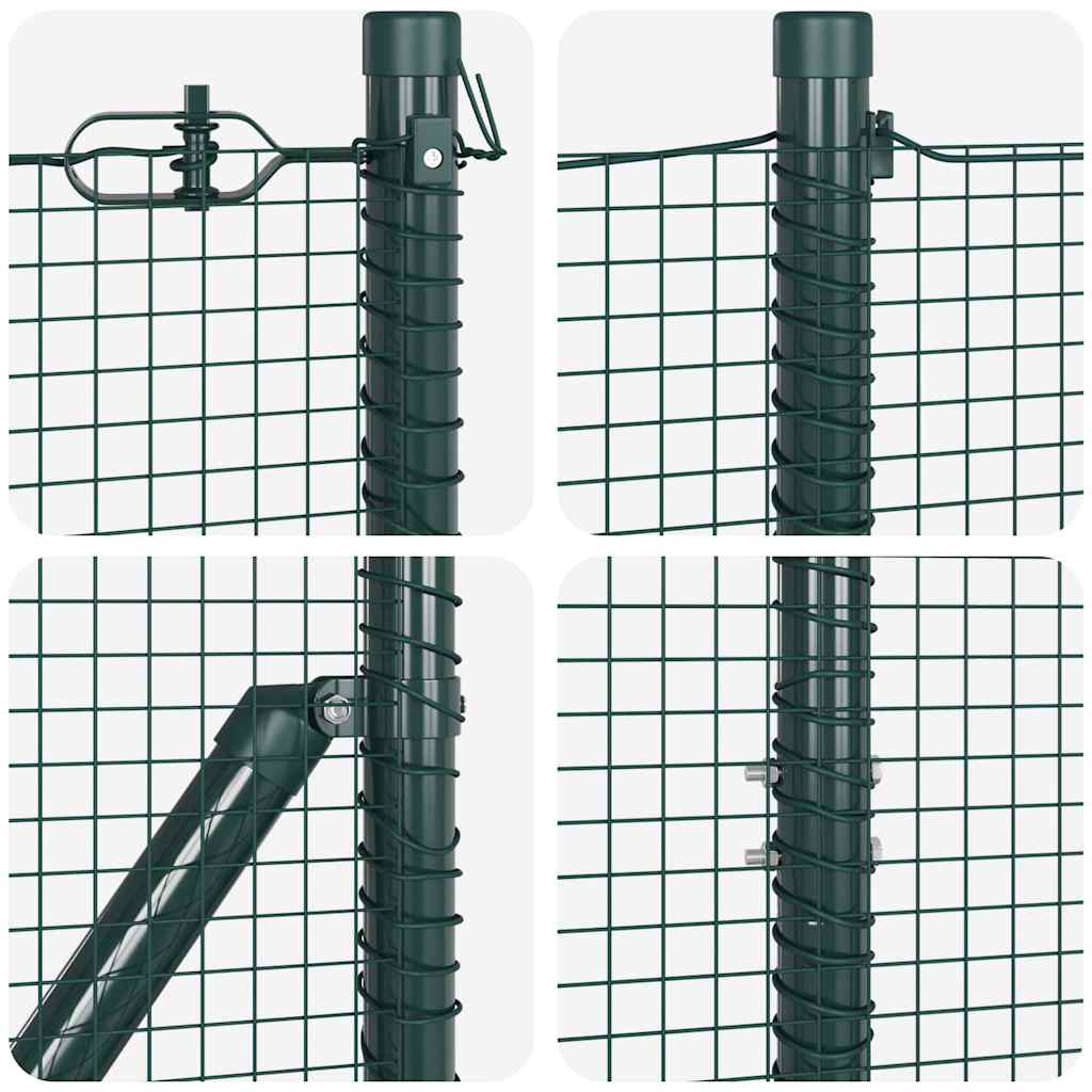 vidaXL Zaunpfosten Grün 50 x 1,5 m (16 x 16 mm Maschen) Stahl und PVC