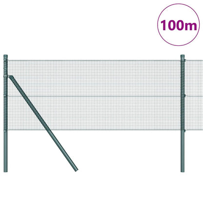 Zaunpfosten Grün 100 x 0,5 m (12 x 12 mm Maschen) Stahl und PVC
