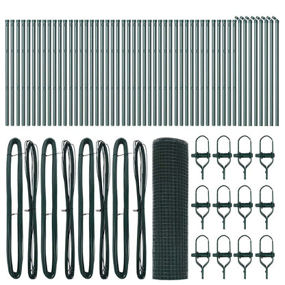 Zaunpfosten Grün 100 x 0,5 m (25 x 25 mm Maschen) Stahl und PVC