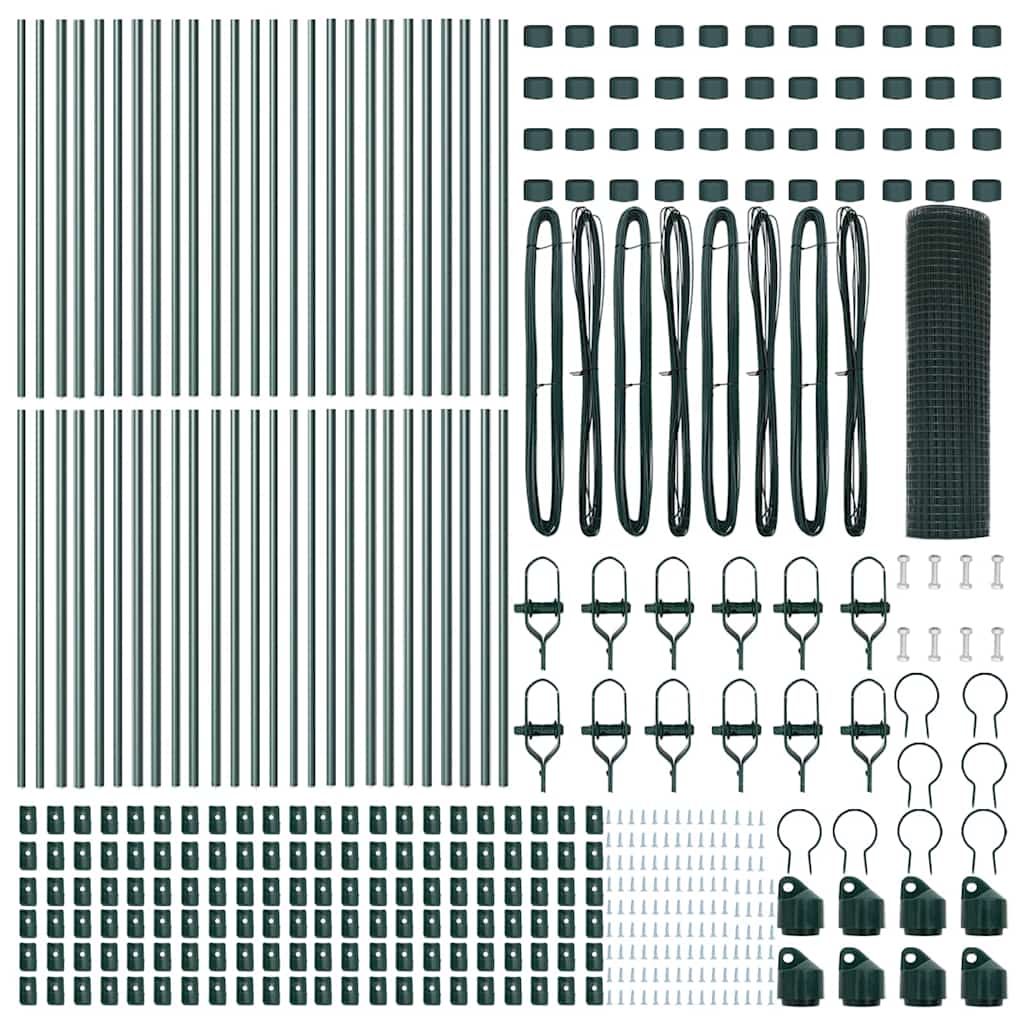 Zaunpfosten Grün 100 x 0,5 m (25 x 25 mm Maschen) Stahl und PVC