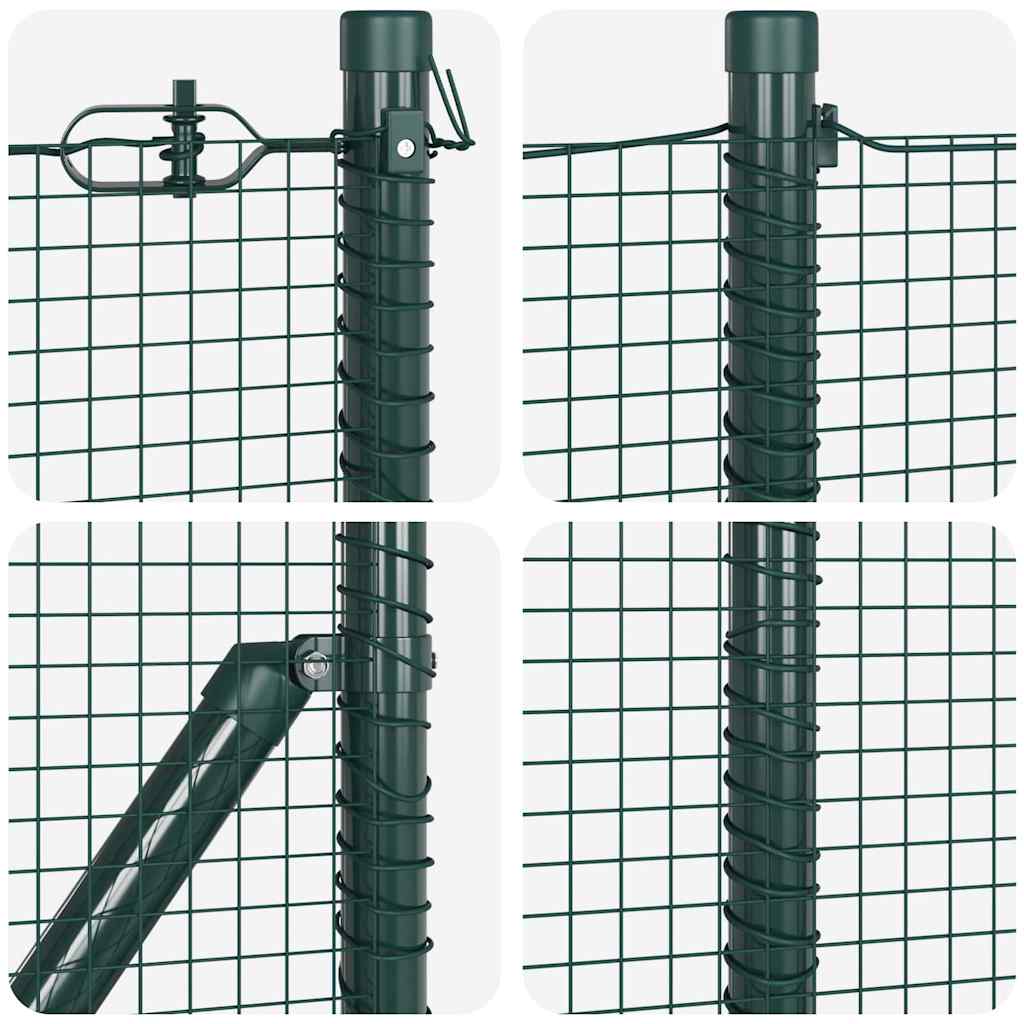 vidaXL Zaunpfosten Grün 100 x 0,8 m (16 x 16 mm Netz) Stahl und PVC