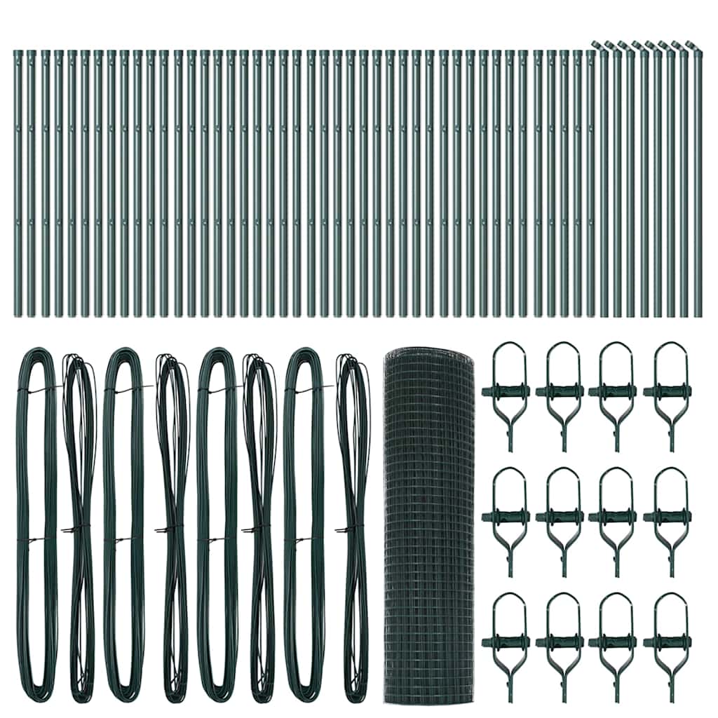 vidaXL Zaunpfosten Grün 100 x 0,8 m (16 x 16 mm Netz) Stahl und PVC