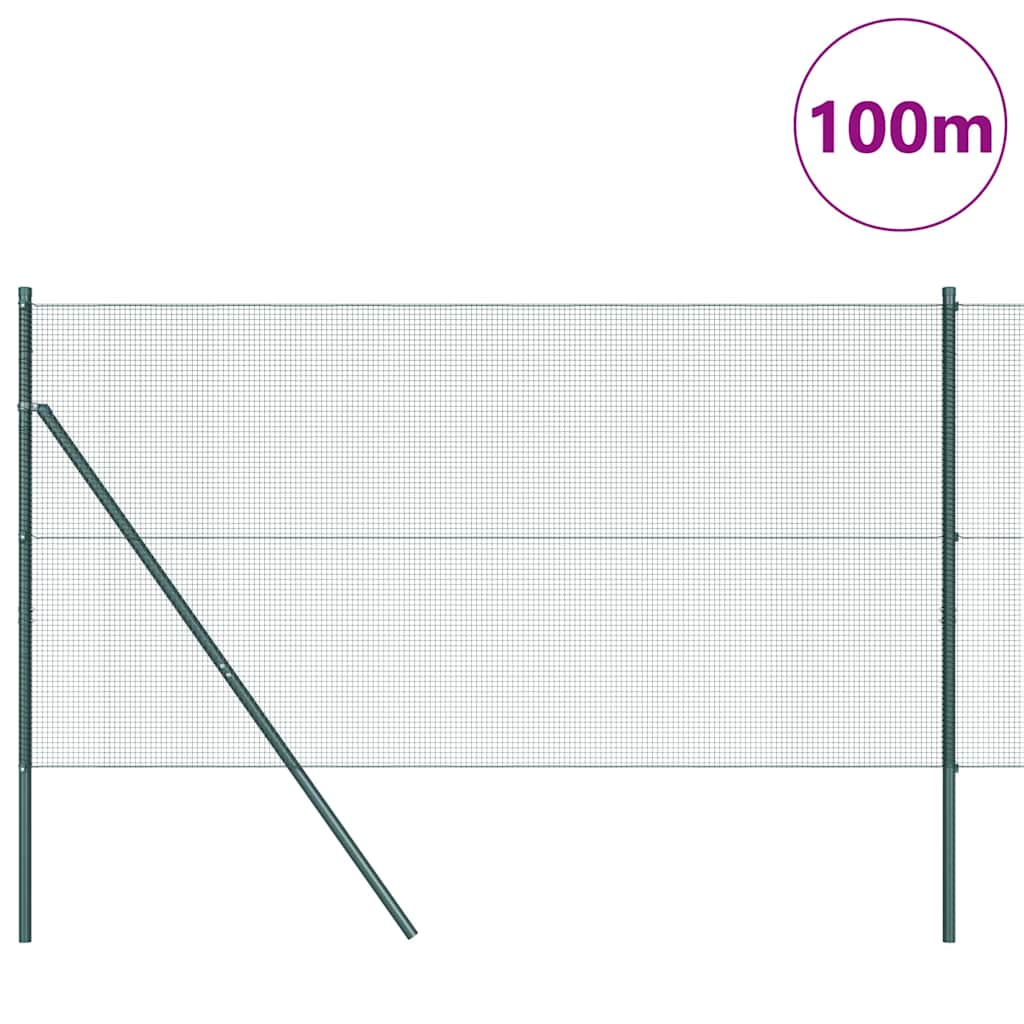 vidaXL Zaunpfosten Grün 100 x 1 m (12 x 12 mm Maschen) Stahl und PVC