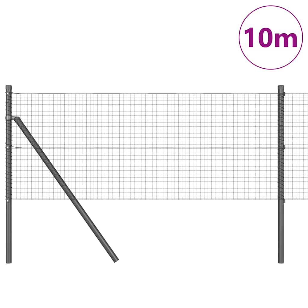 vidaXL Zaunpfosten Grau 10 x 0,5 m (19 x 19 mm Maschen) Stahl