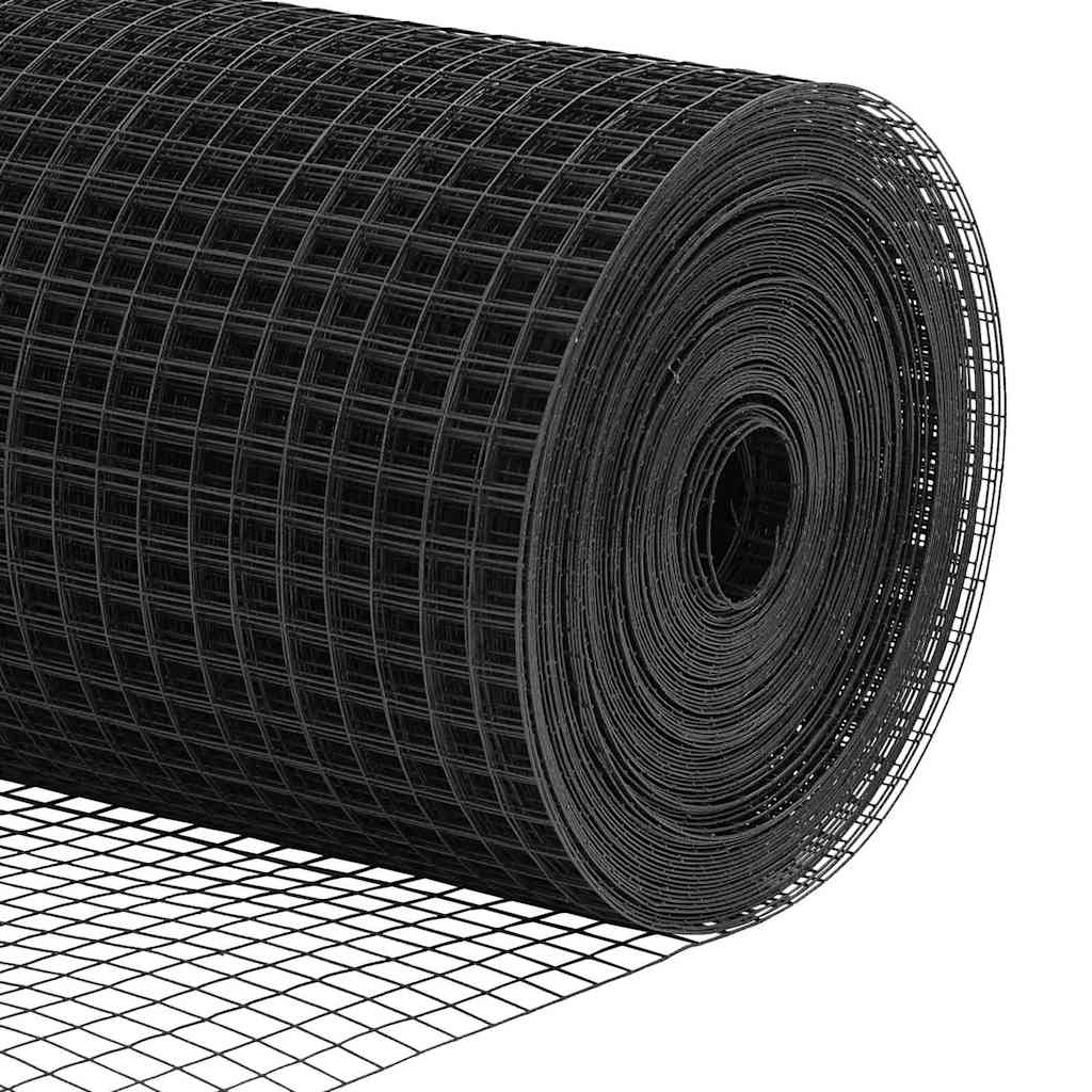 vidaXL Poteau de clôture gris 10 x 0,6 m (maille 12 x 12 mm) en acier et PVC