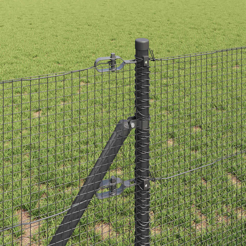 vidaXL Poteau de clôture gris 10 x 0,8 m (fil 16 x 16 mm) Acier et PVC