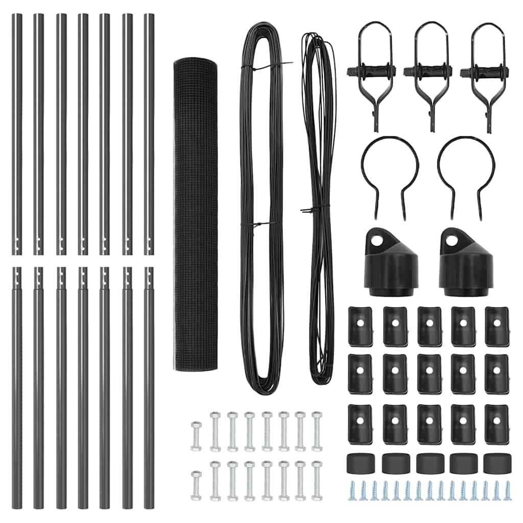 Zaunpfosten Grau 10 x 1 m (16 x 16 mm Maschen) Stahl