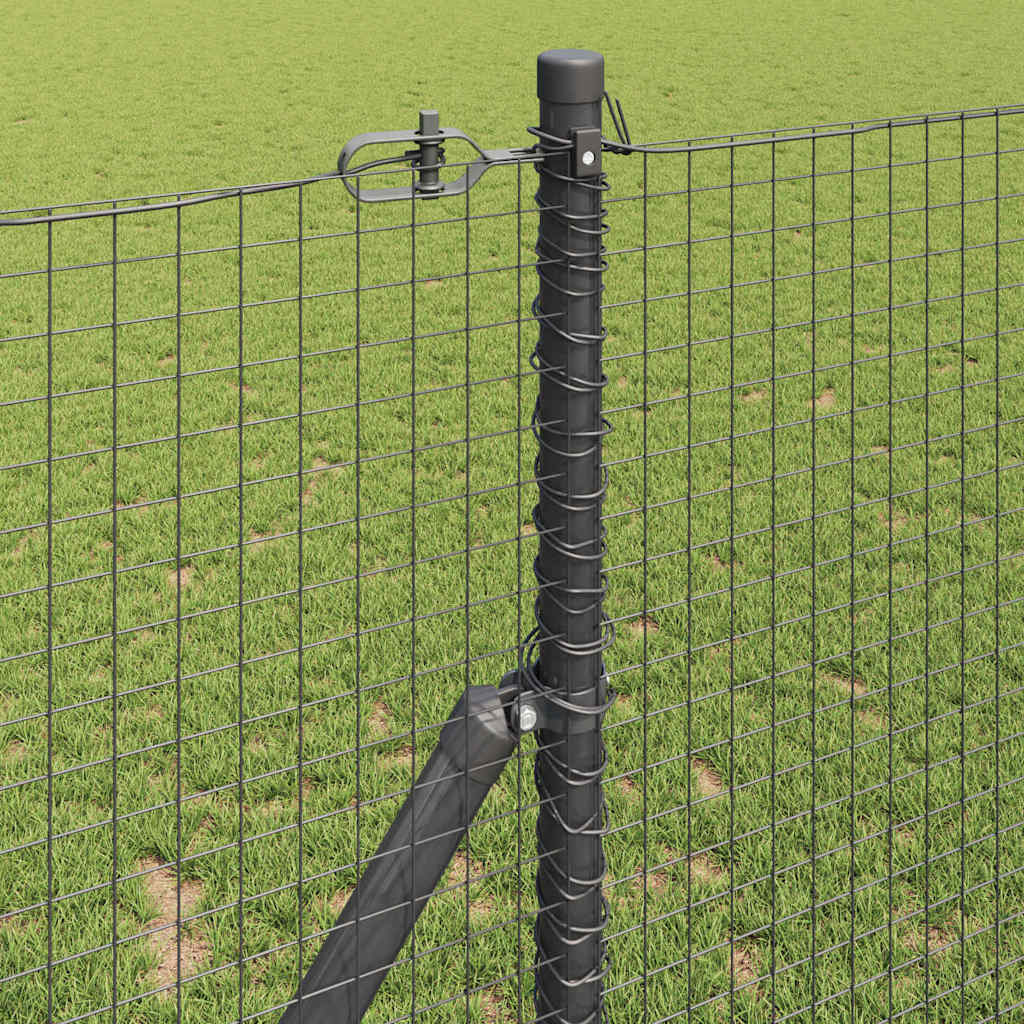 Zaunpfosten Grau 10 x 1,2 m (25 x 25 mm Maschen) Stahl und PVC