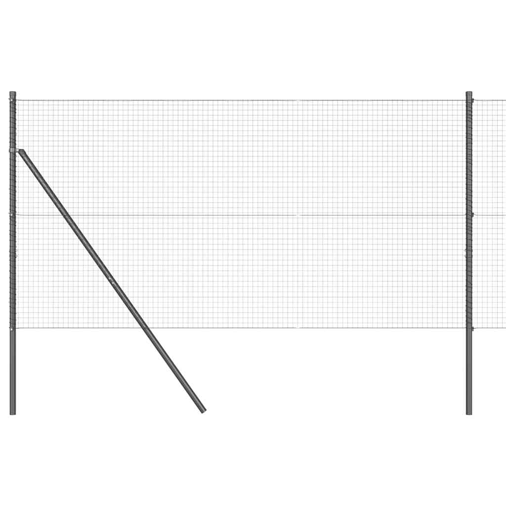 Zaunpfosten Grau 10 x 1,2 m (25 x 25 mm Maschen) Stahl und PVC