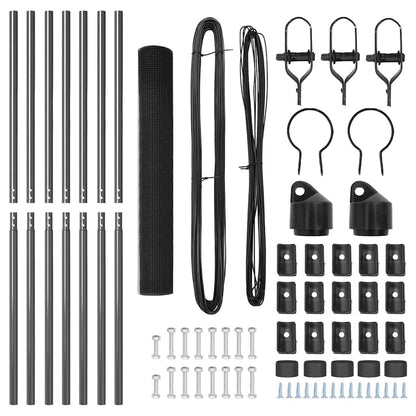 Zaunpfosten Grau 10 x 1,2 m (25 x 25 mm Maschen) Stahl und PVC