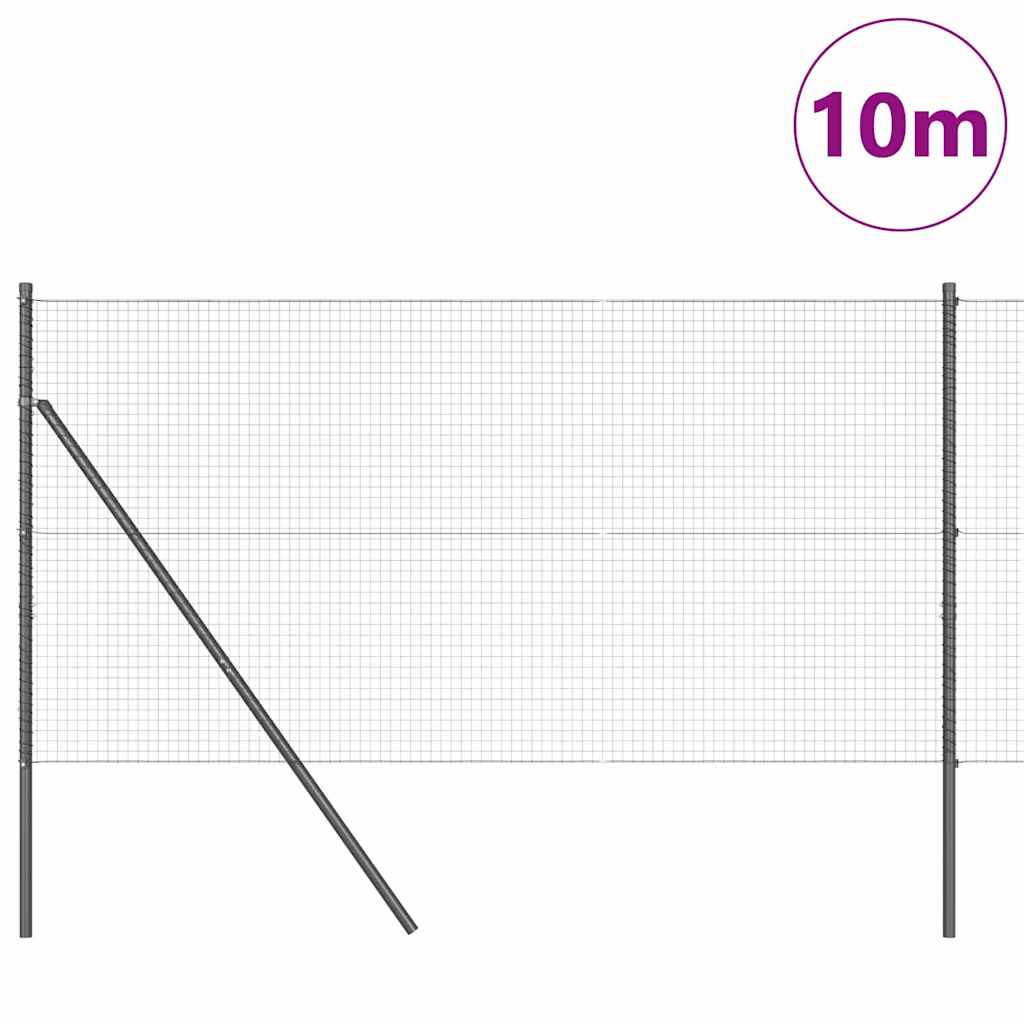 Zaunpfosten Grau 10 x 1,2 m (25 x 25 mm Maschen) Stahl und PVC