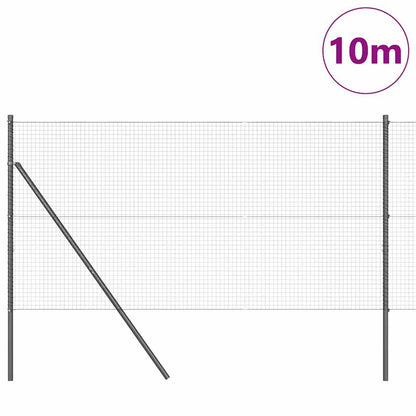 Zaunpfosten Grau 10 x 1,2 m (25 x 25 mm Maschen) Stahl und PVC