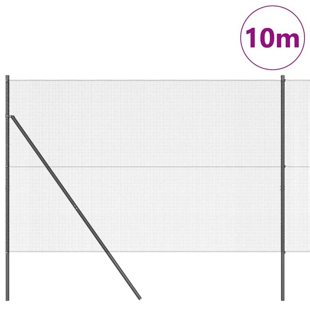 vidaXL Poteau de clôture gris 10 x 1,6 m (mailles 12 x 12 mm)