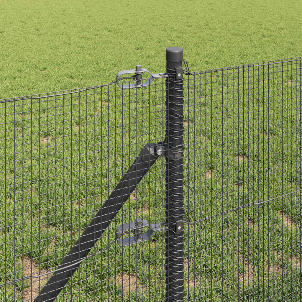 vidaXL Poteau de clôture Gris 25 x 0,8 m (maille 12 x 12 mm) Acier et PVC