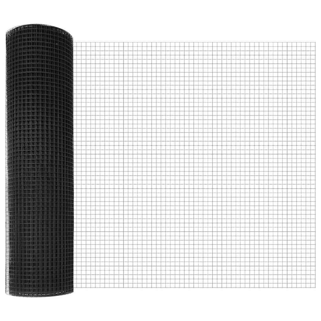 vidaXL Poteau de clôture Gris 25 x 0,8 m (maille 12 x 12 mm) Acier et PVC