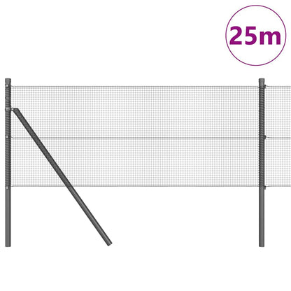vidaXL Poteau de clôture Gris 25 x 0,8 m (maille 12 x 12 mm) Acier et PVC