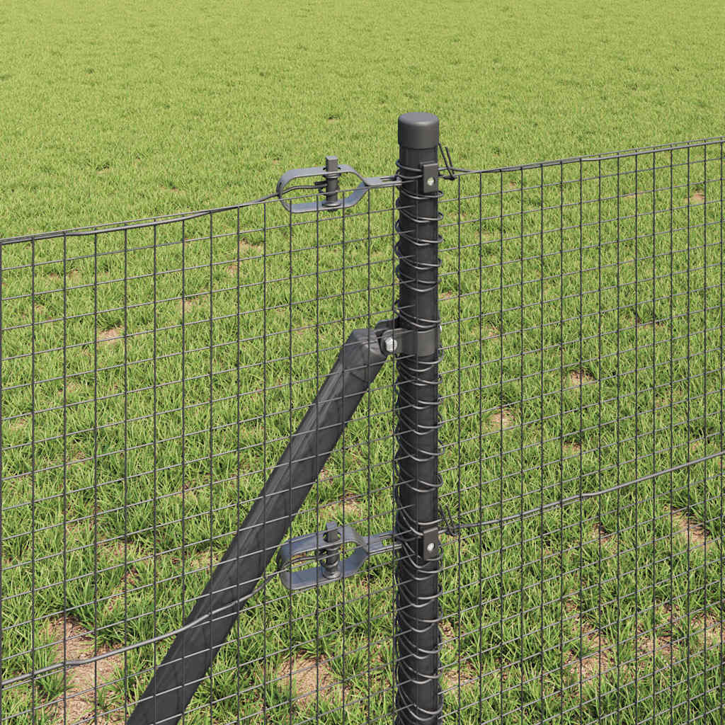 vidaXL Poteau de clôture gris 25 x 0,8 m (maille 19 x 19 mm) acier et PVC