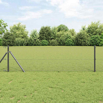 vidaXL Poteau de clôture gris 25 x 0,8 m (maille 19 x 19 mm) acier et PVC