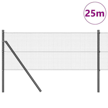 vidaXL Poteau de clôture gris 25 x 0,8 m (maille 19 x 19 mm) acier et PVC