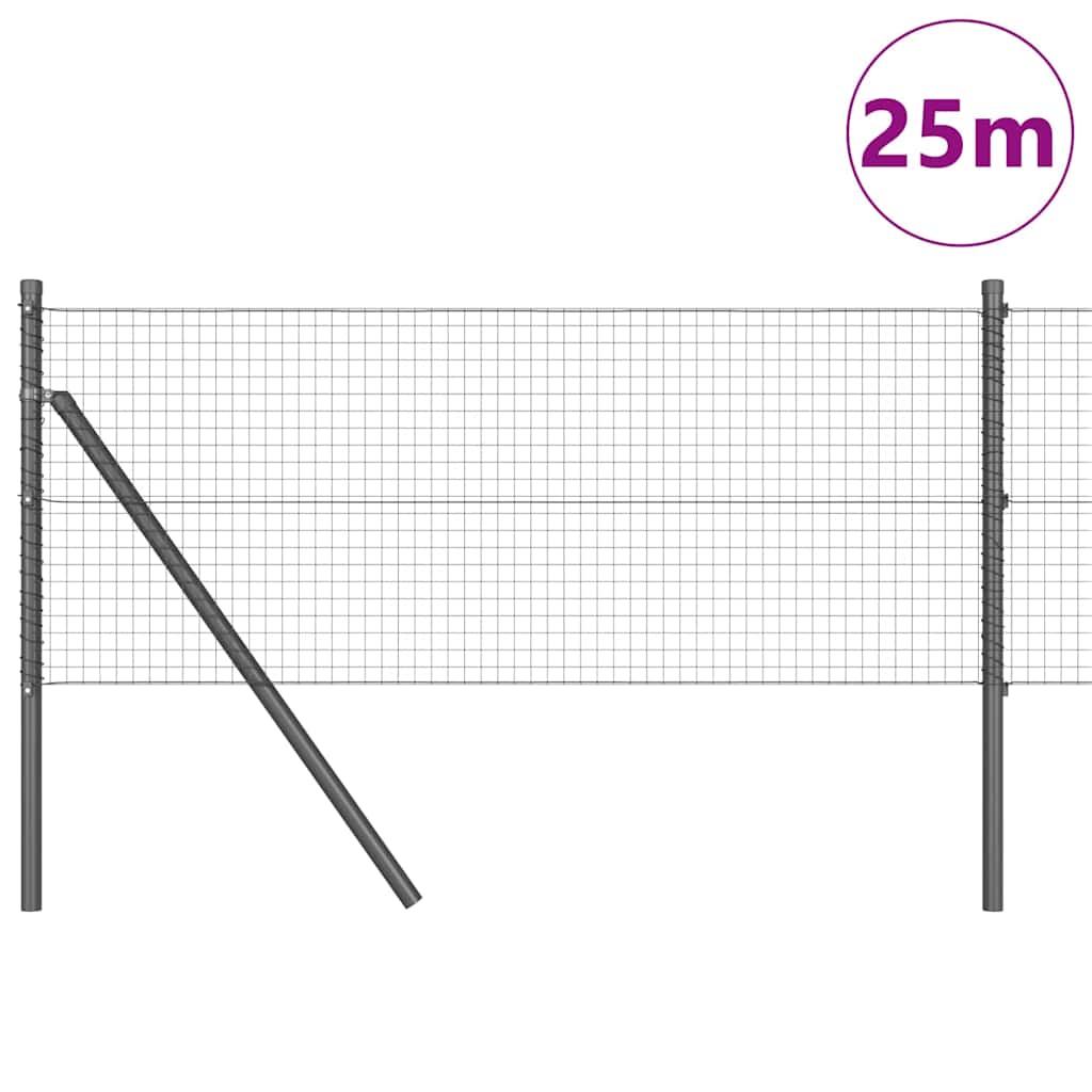 vidaXL Zaunpfosten Grau 25 x 0,8 m (25 x 25 mm Mesh) Stahl und PVC