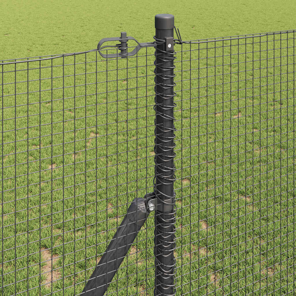 vidaXL Zaunpfosten Grau 25 x 1,2 m (16 x 16 mm Maschen) Stahl und PVC