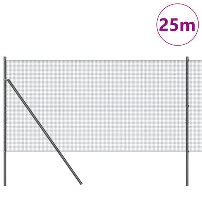 vidaXL Zaunpfosten Grau 25 x 1,2 m (16 x 16 mm Maschen) Stahl und PVC
