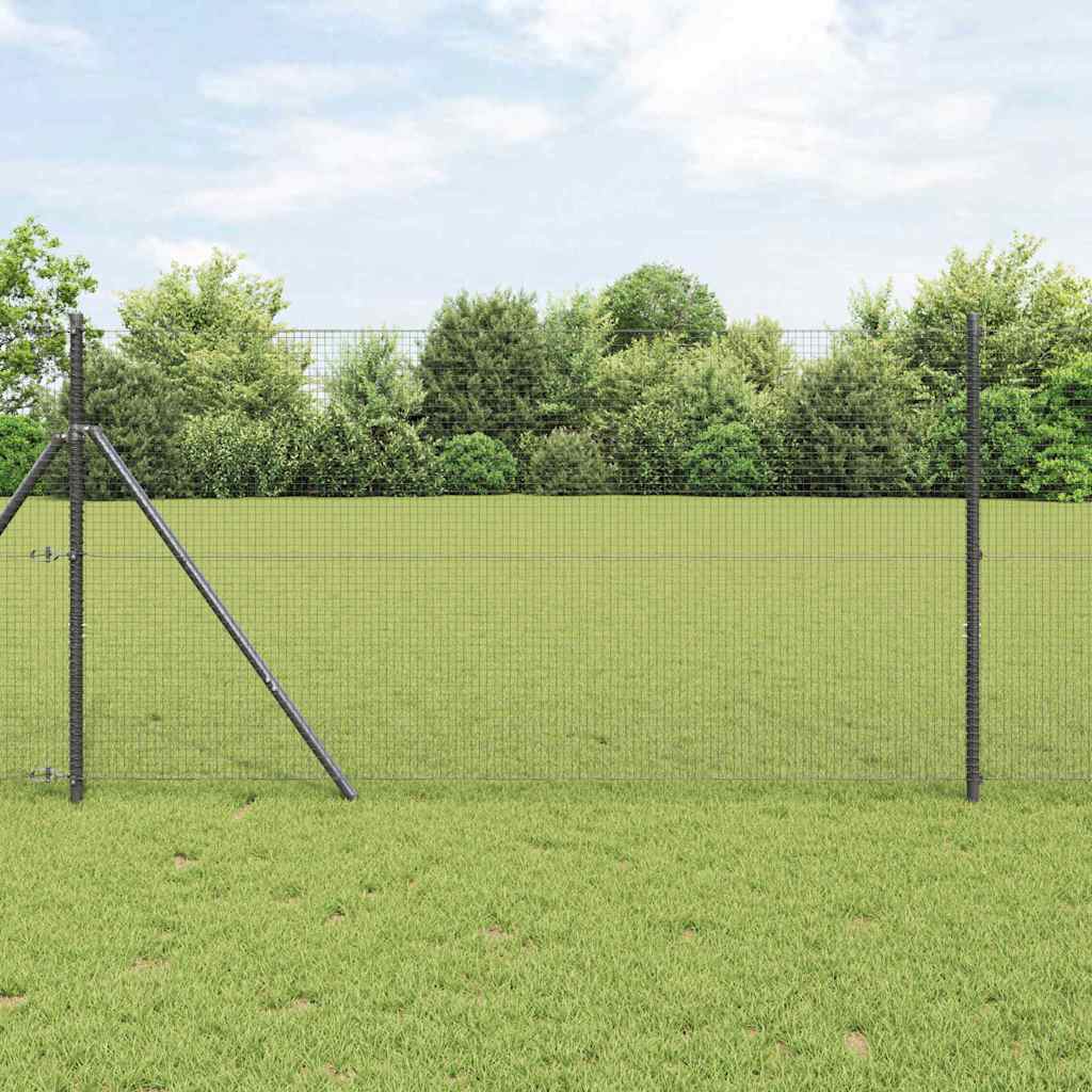 vidaXL Zaunpfosten Grau 25 x 1,2 m (19 x 19 mm Netz) Stahl und PVC