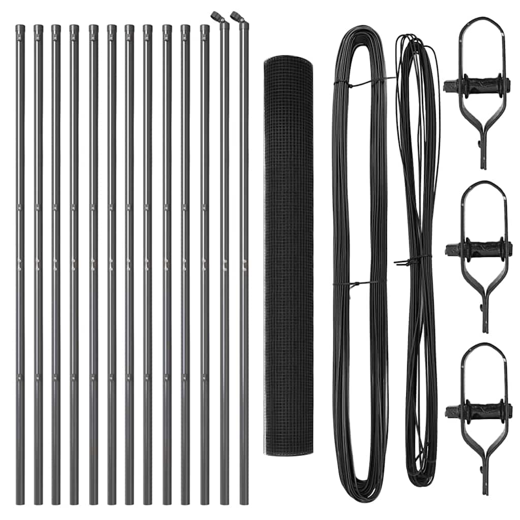 vidaXL Zaunpfosten Grau 25 x 1,2 m (19 x 19 mm Netz) Stahl und PVC