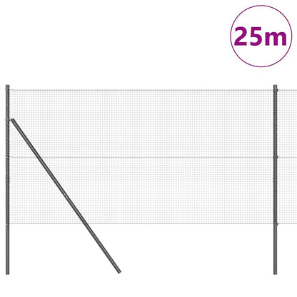 vidaXL Zaunpfosten Grau 25 x 1,2 m (19 x 19 mm Netz) Stahl und PVC