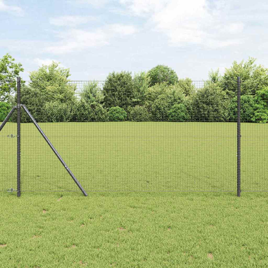 vidaXL Zaunpfosten Grau 25 x 1,4 m (25 x 25 mm Maschen) Stahl und PVC
