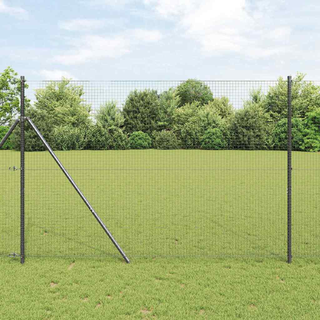 vidaXL Zaunpfosten Grau 25 x 1,6 m (25 x 25 mm Gitter) Stahl und PVC