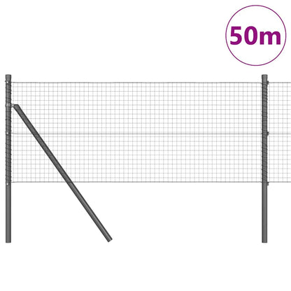 vidaXL Zaunpfosten Grau 50 x 0,4 m (25 x 25 mm Netz) Stahl und PVC