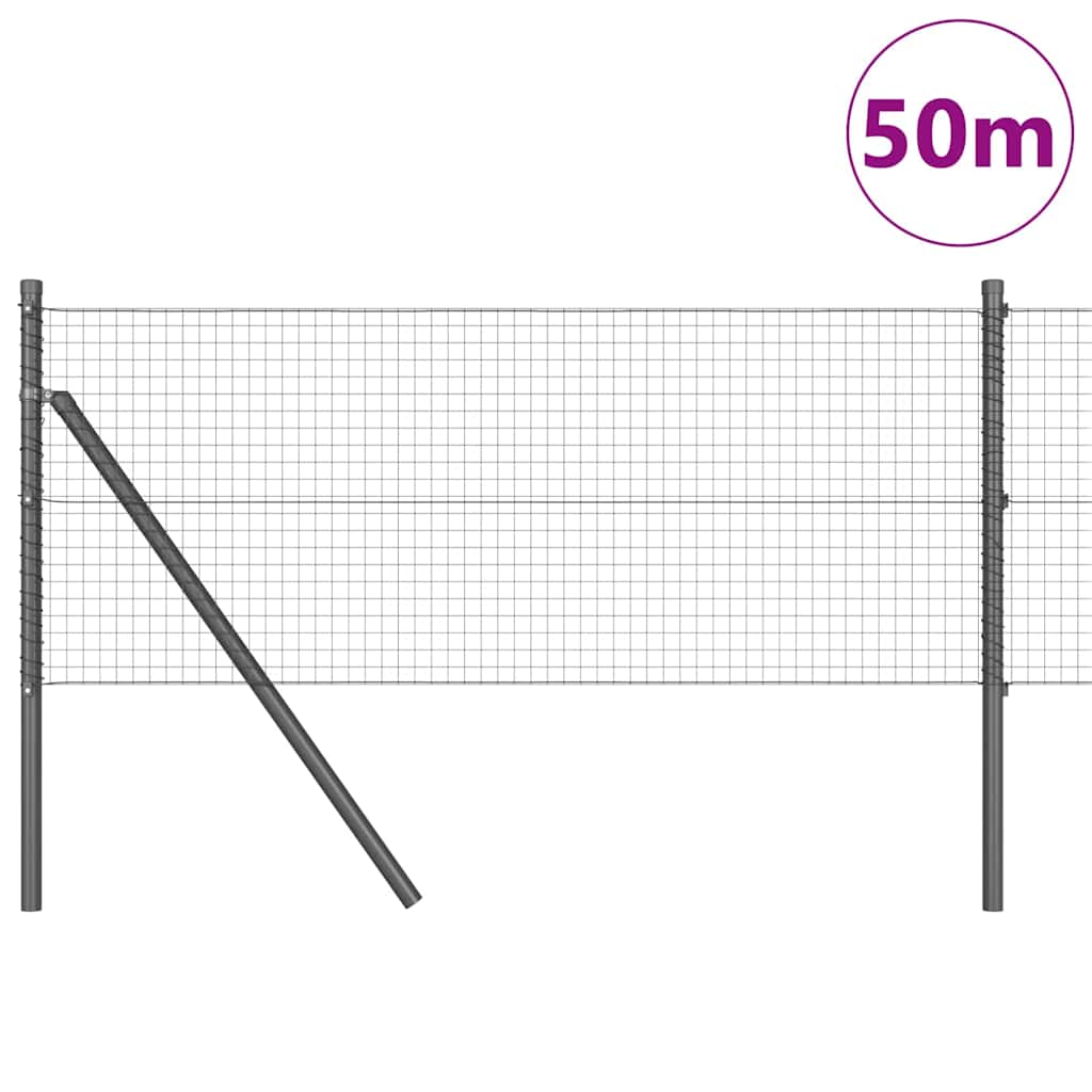 vidaXL Zaunpfosten Grau 50 x 0,5 m (25 x 25 mm Netz) Stahl und PVC
