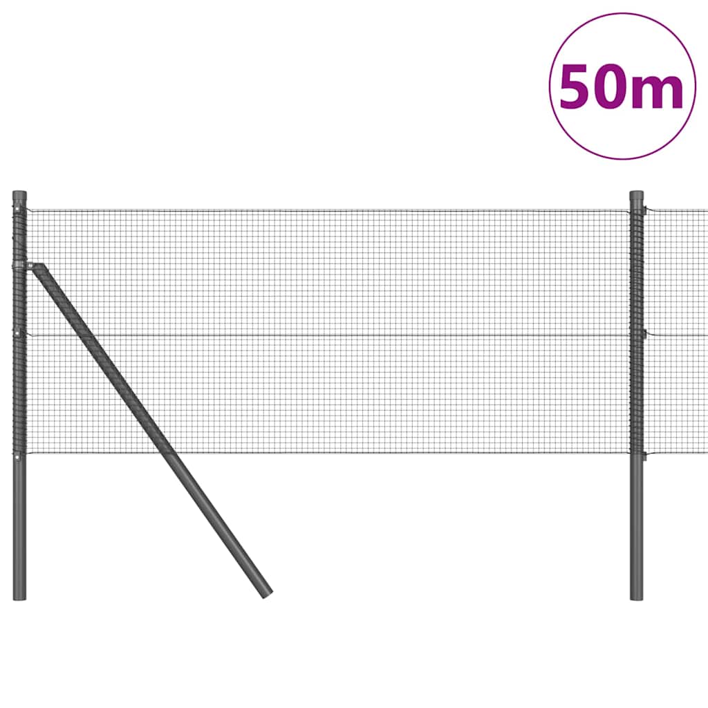 vidaXL Zaunpfosten Grau 50 x 0,8 m (12 x 12 mm Maschen) Stahl und PVC